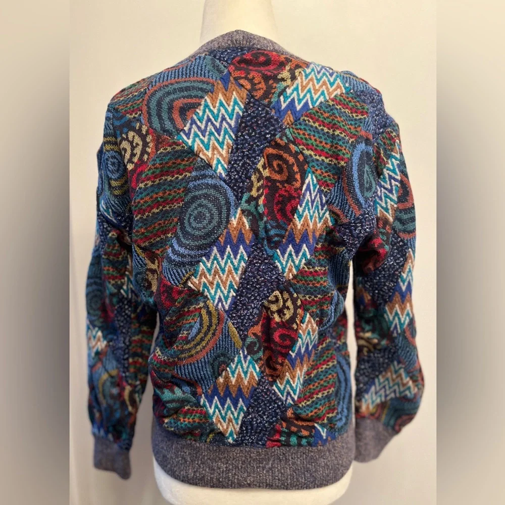 80's Missoni Patchwork Multi Color Amazing Crew Neck Wool Sweater size S. Rare🔥